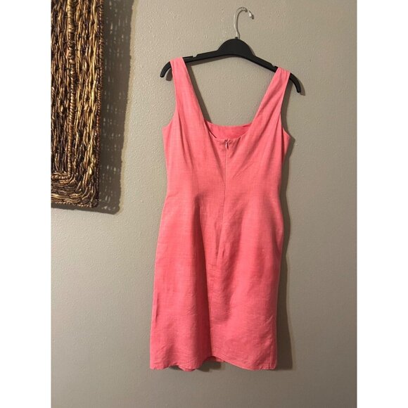 Escada Dress Rich Pink Berry 38 6 Silk Linen Sheath Sleeveless Career Church - Picture 6 of 6